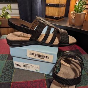 Life Stride Edina sandals women's 7 wide black simply comfort summer NEW NWB
